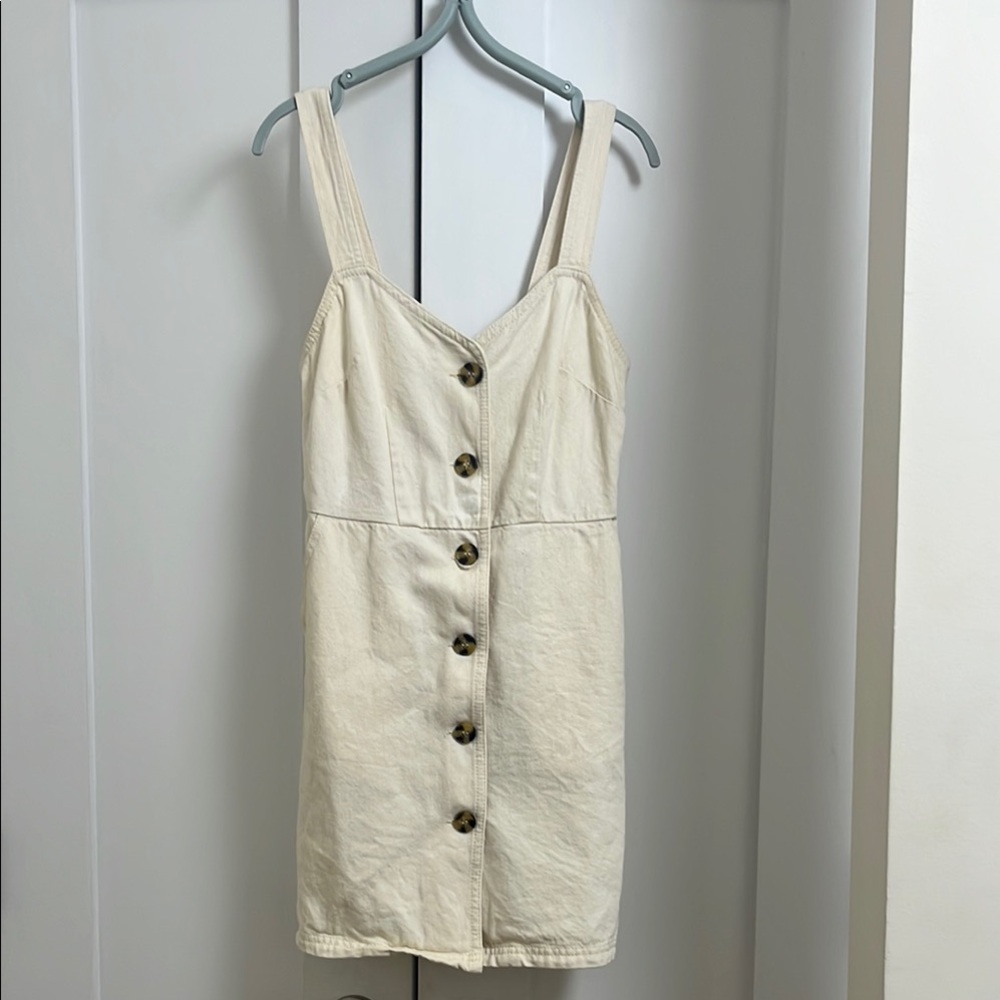 Urban Outfitters Cream Button-Front Mini Dress